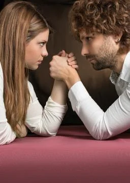 Equal opportunities pink table Stock Photos