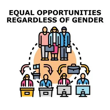 Equal opportunities regardless of gender concept illustration Stock Illustration