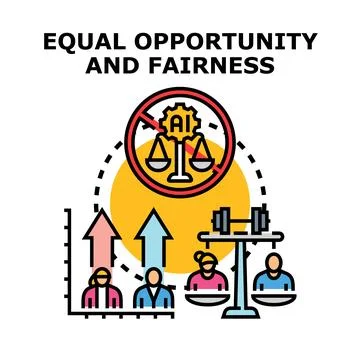 Equal opportunity and fairness preventing ai bias Illustrazione stock