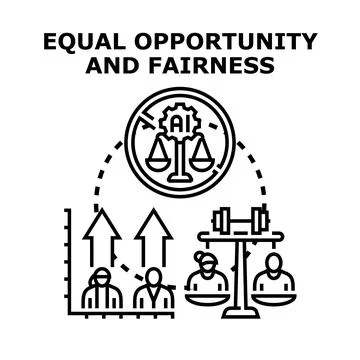 Equal opportunity and fairness preventing ai bias Stock Illustration