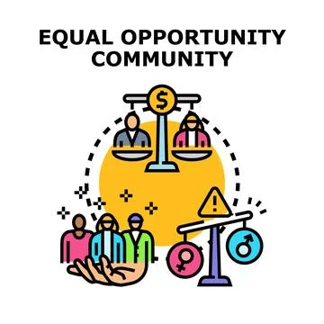 Equal opportunity community ensuring gender equality and fair treatment Stock Illustration