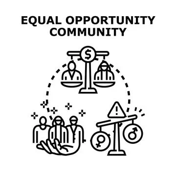 Equal opportunity community ensuring gender equality and fair treatment Stock Illustration