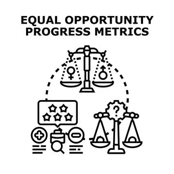 Equal opportunity progress metrics evaluating gender equality Stock Illustration
