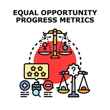 Equal opportunity progress metrics evaluating gender equality Stock Illustration