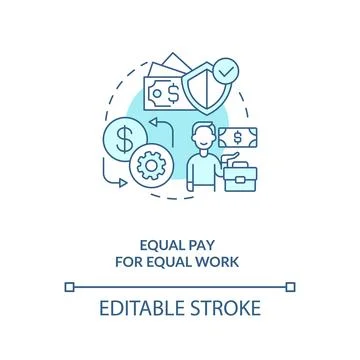 Equal pay for equal work blue concept icon Stock Illustration