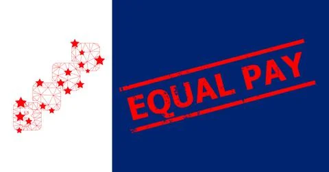 Equal Pay Textured Seal and Bitcoin Blockchain Polygonal Mesh Stockillustratie