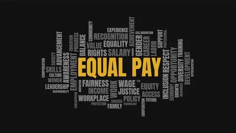 Equal Pay Word Cloud Concept Vector Illustration on Dark Background Stock Illustration