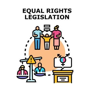 Equal rights legislation creating justice and gender equality Stock Illustration
