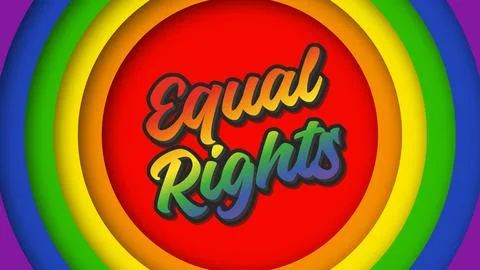 Equal rights. Lettering text on rainbow background in cute paper cut style. T Stock Illustration