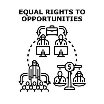 Equal rights to opportunities and fair compensation Stock Illustration