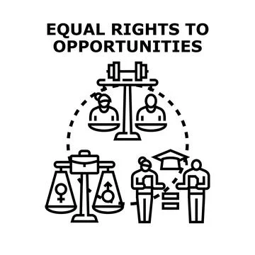 Equal rights to opportunities concept for achieving equality Stock Illustration
