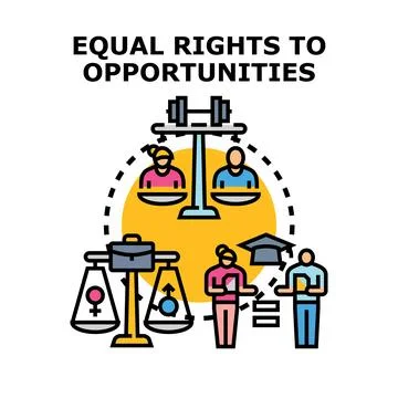 Equal rights to opportunities concept for achieving equality Stock Illustration