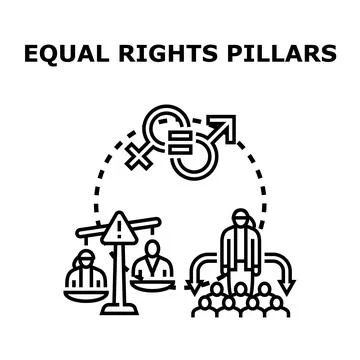 Equal rights pillars concept illustration Stock Illustration