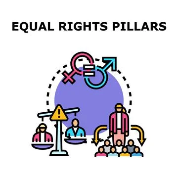 Equal rights pillars concept illustration Stock Illustration