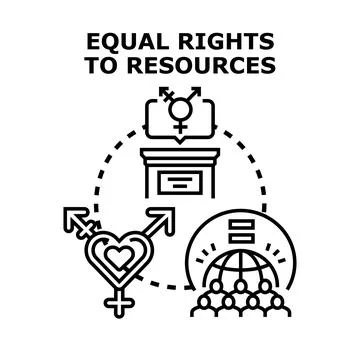 Equal rights to resources concept illustration Stock Illustration