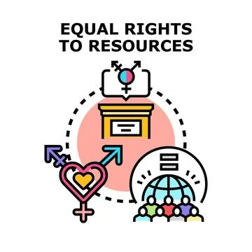 Equal rights to resources concept illustration Stock Illustration