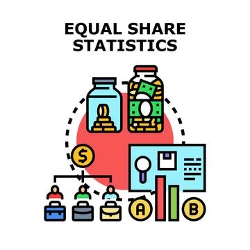 Equal share statistics concept for financial analysis Stock Illustration