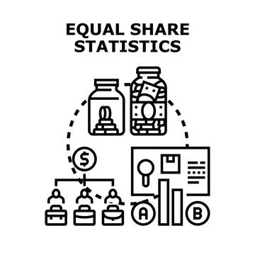 Equal share statistics concept for financial analysis Stock Illustration