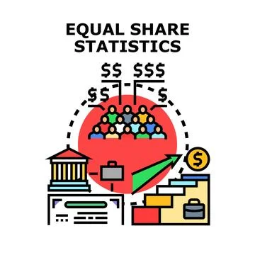 Equal share statistics distributing income growth concept Stock Illustration