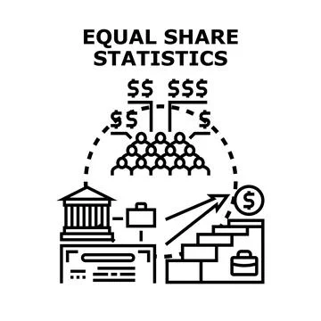 Equal share statistics distributing income growth concept Stock Illustration