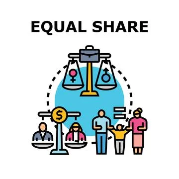 Equal sharing concept with gender and wage balance Stock Illustration