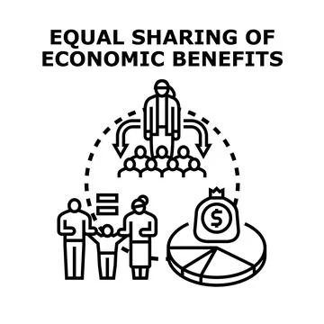 Equal sharing economic benefits concept vector illustration Stock Illustration