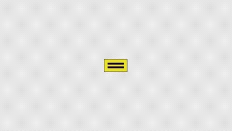 Equal sign in yellow rectangle line 2D object animation Stock Footage 267005189