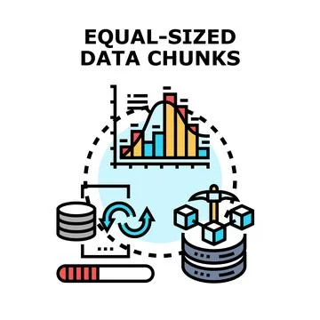 Equal sized data chunks processing and mining concept Stock Illustration