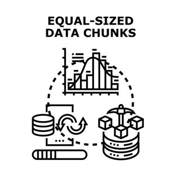 Equal sized data chunks processing and mining concept Stock Illustration