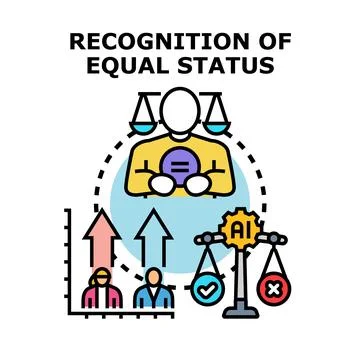 Equal status recognition for people and artificial intelligence concept Stock Illustration