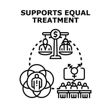 Equal treatment support with gender equality concept Stock Illustration
