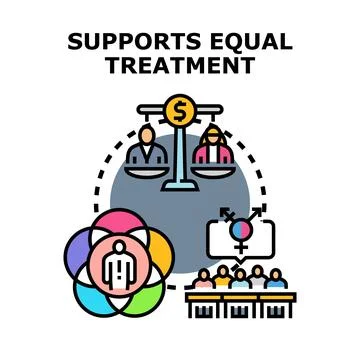 Equal treatment support with gender equality concept Stock Illustration