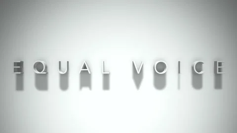Equal voice 3D title animation with shadows on a white background Stock Footage 296909847