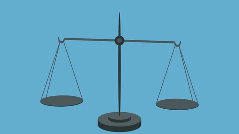 Equal Weight on Scales in a Loop Vector Style Stock Footage 90302428
