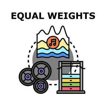 Equal weights concept illustrating balanced fitness and sound Stock Illustration