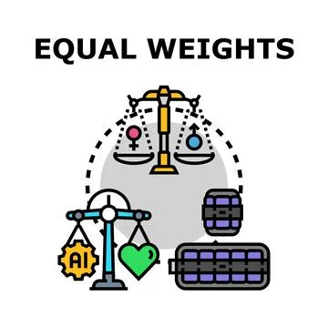 Equal weights concept measuring gender and artificial intelligence balance Stock Illustration