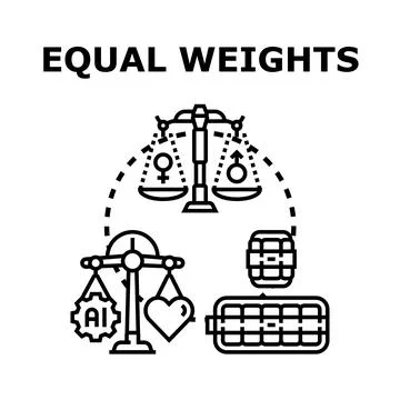 Equal weights concept measuring gender and artificial intelligence balance Stock Illustration