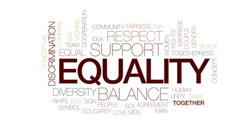 Equality animated word cloud, text design animation. Kinetic typography. Stock Footage