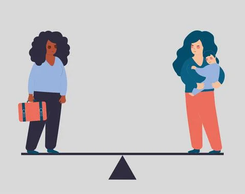 Equality Balance between work and life. Working mom, maternity concept Stock Illustration