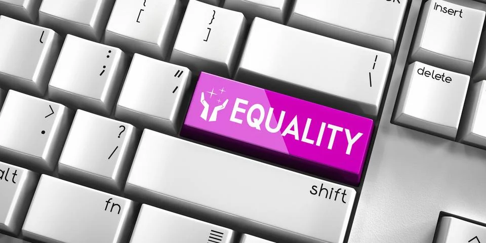 Equality - computer keyboard - 3D illustration Stock Illustration