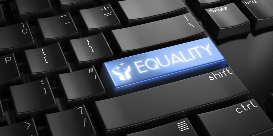 Equality - computer keyboard - 3D illustration Stock Illustration