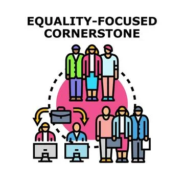 Equality focused cornerstone building diverse team Stock Illustration