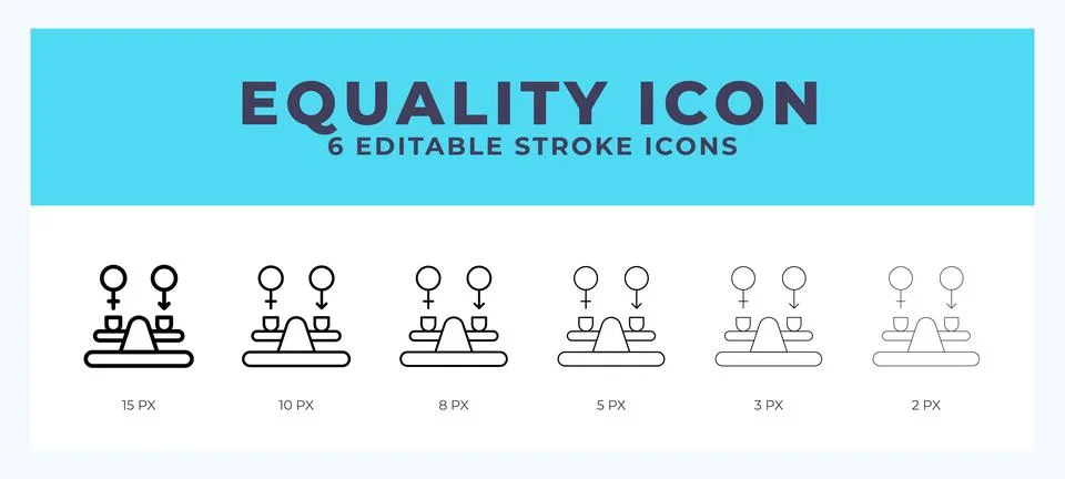Equality icon with different stroke. Editable stroke. Vector illustration. Stock Illustration