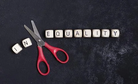 Equality inequality concept with scissors Stock Photos