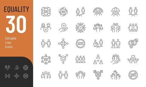 Equality Line Editable Icons set. Stock Illustration