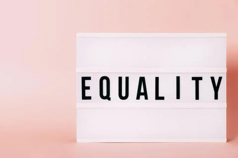 "Equality" Luminous poster with copy space. Feminist themed letters Stock Photos