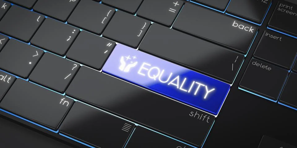 Equality - modern computer keyboard - 3D illustration Stock Illustration