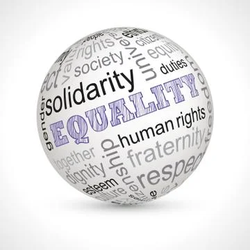 Equality theme sphere with keywords Stock Illustration