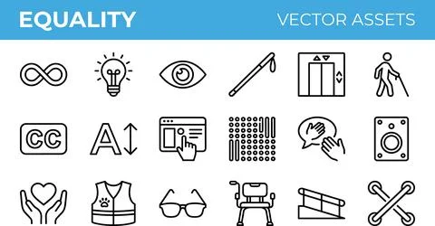 Equality Vector Assets - Accessibility and Inclusion Icons Set. Stock Illustration