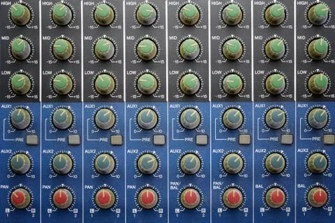 Equalization and pan knobs Stock Photos